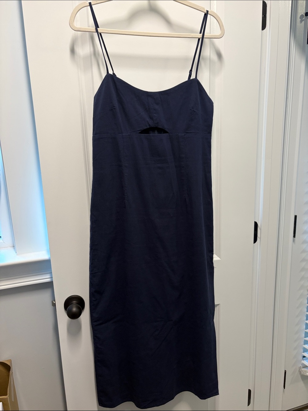 Abercrombie & Fitch Navy Spaghetti Strap Midi Dress